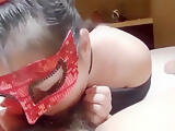 Pretty wife wearing a mask and making love to me
